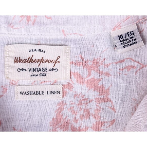 Linen Floral Men’s XL WEATHERPROOF Vintage Dusted Clay Button Down Shirt - Picture 12 of 16
